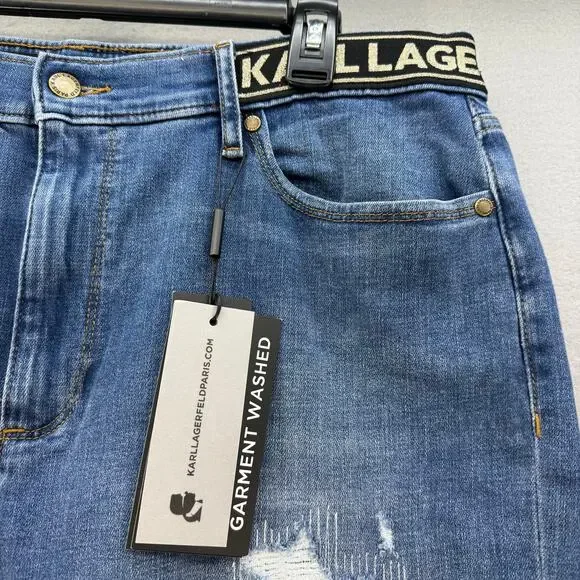 Karl Lagerfeld Paris Jeans Women's 16 Blue Cannes Straight High Rise L2TK2276 - Picture 6 of 14